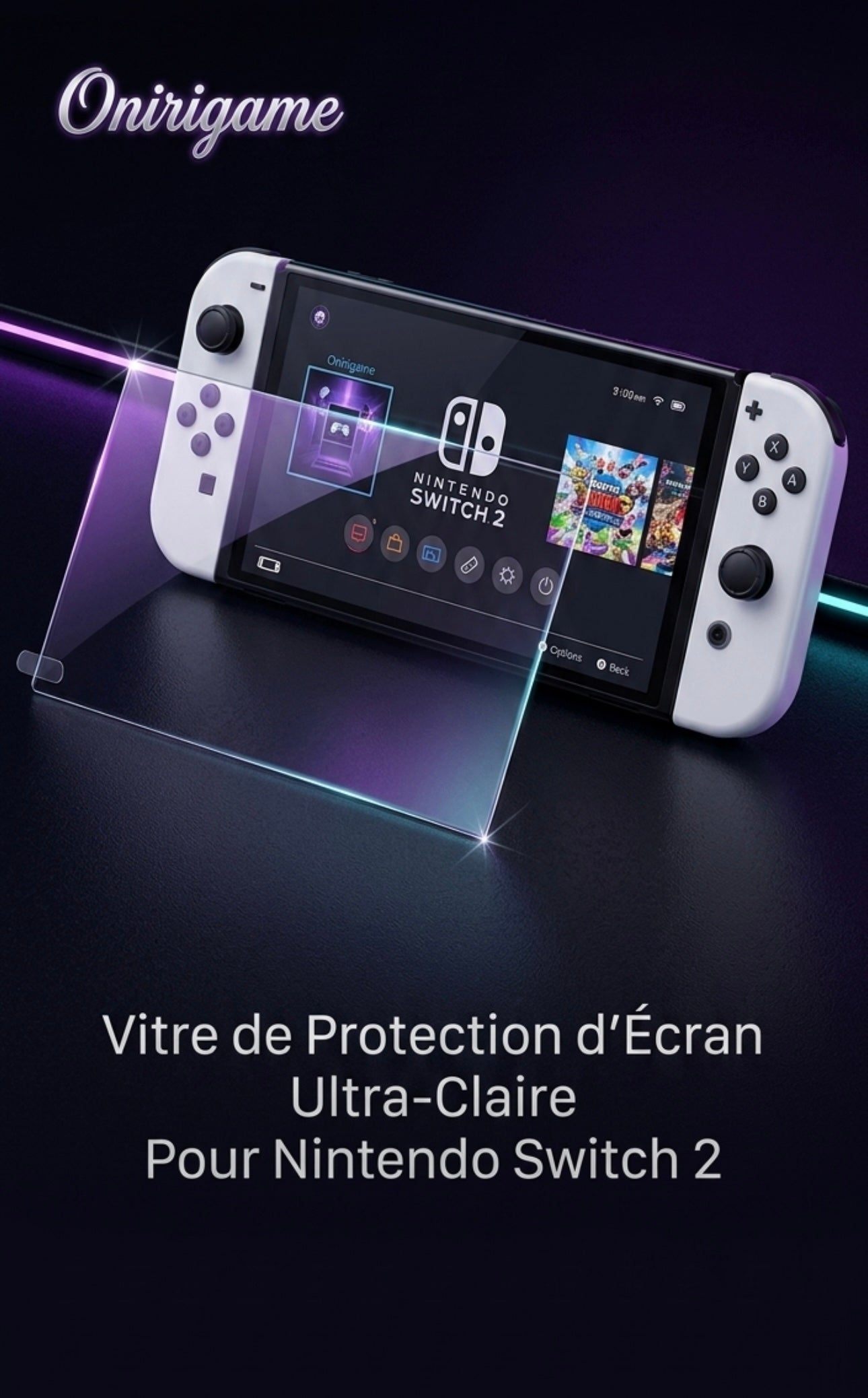 Verre Trempé Nintendo Switch 2 – Protection Écran 9H Anti-Rayures HD